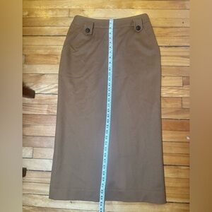 Vintage Anne Klein 70s-80s 100% Wool Midi Skirt | Camel Brown | Size 8